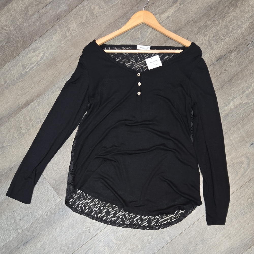 Chic Black Lace 'See Through' Back Blouse